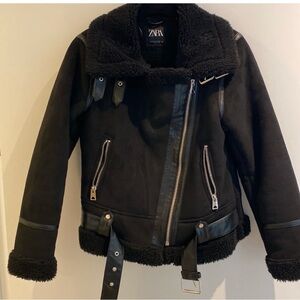 Zara shearling faux suede jacket